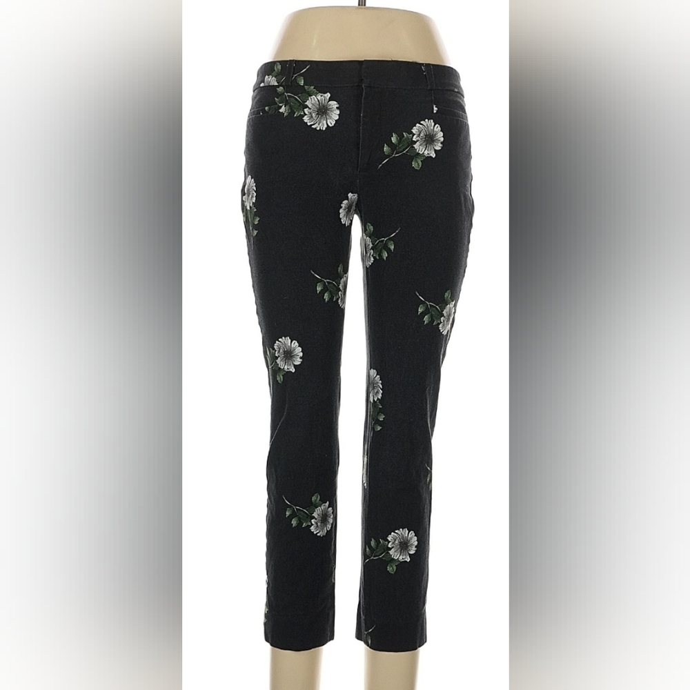 BANANA REPUBLIC Floral Black cottagecore work business trousers size 4